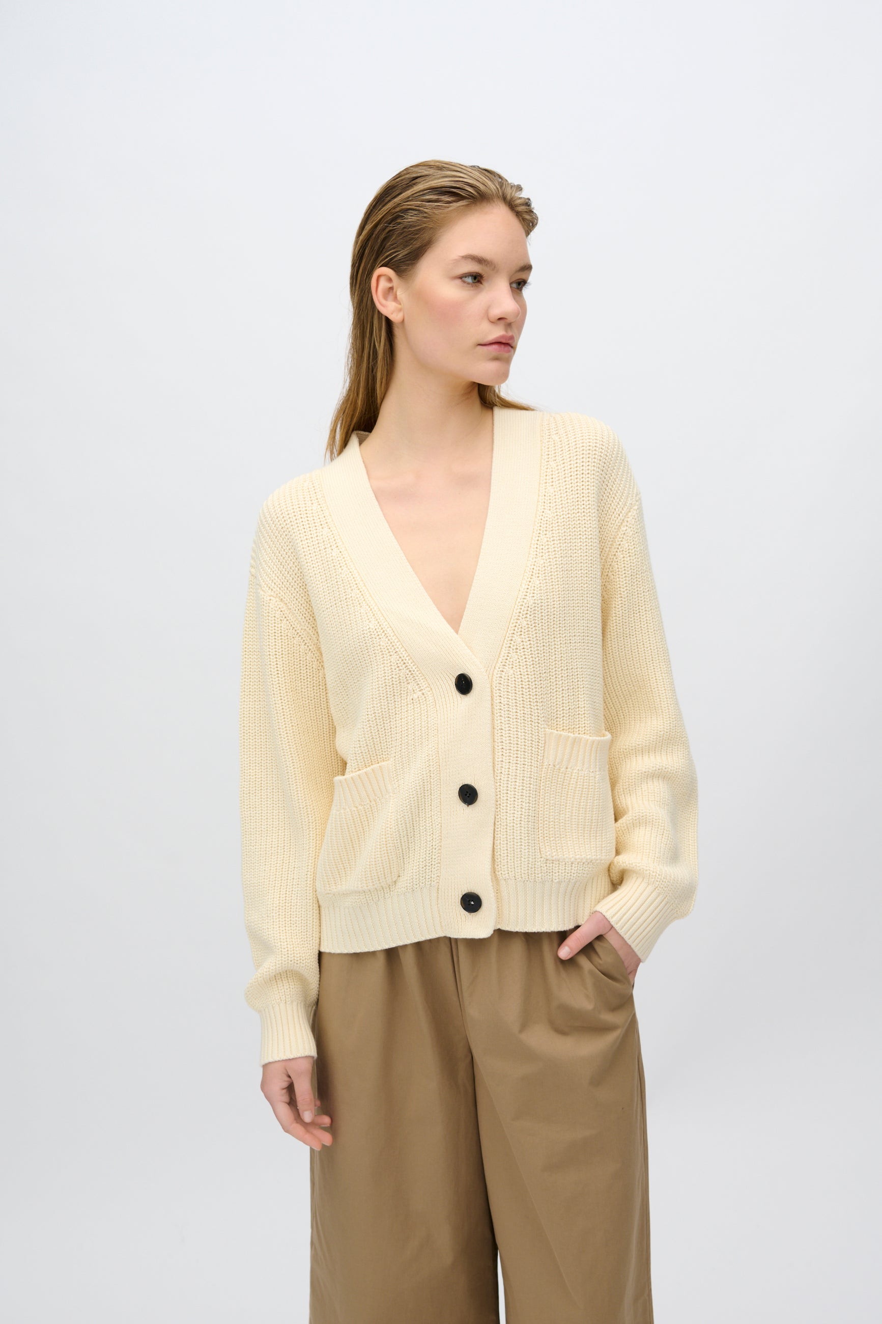 minimum female Gala cardigan G006 GOTS Cardigan 0011 Butter Cream