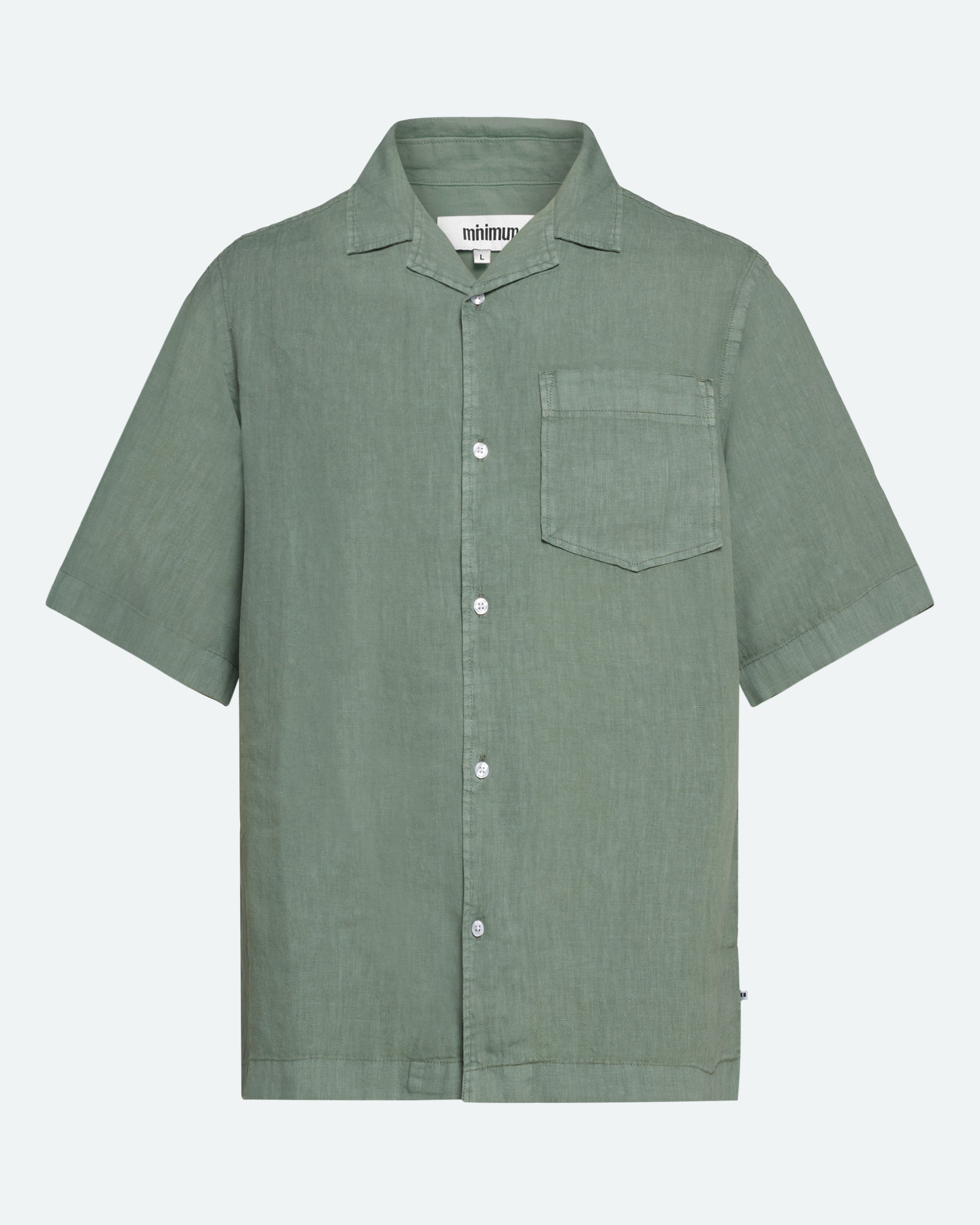 minimum male Hayden short sleeved linen shirt 4115 Short Sleeved Shirt 5808 Iceberg Green
