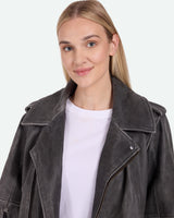 minimum female Birgats 3783 Jacket Leather Jacket 980 Dark Grey