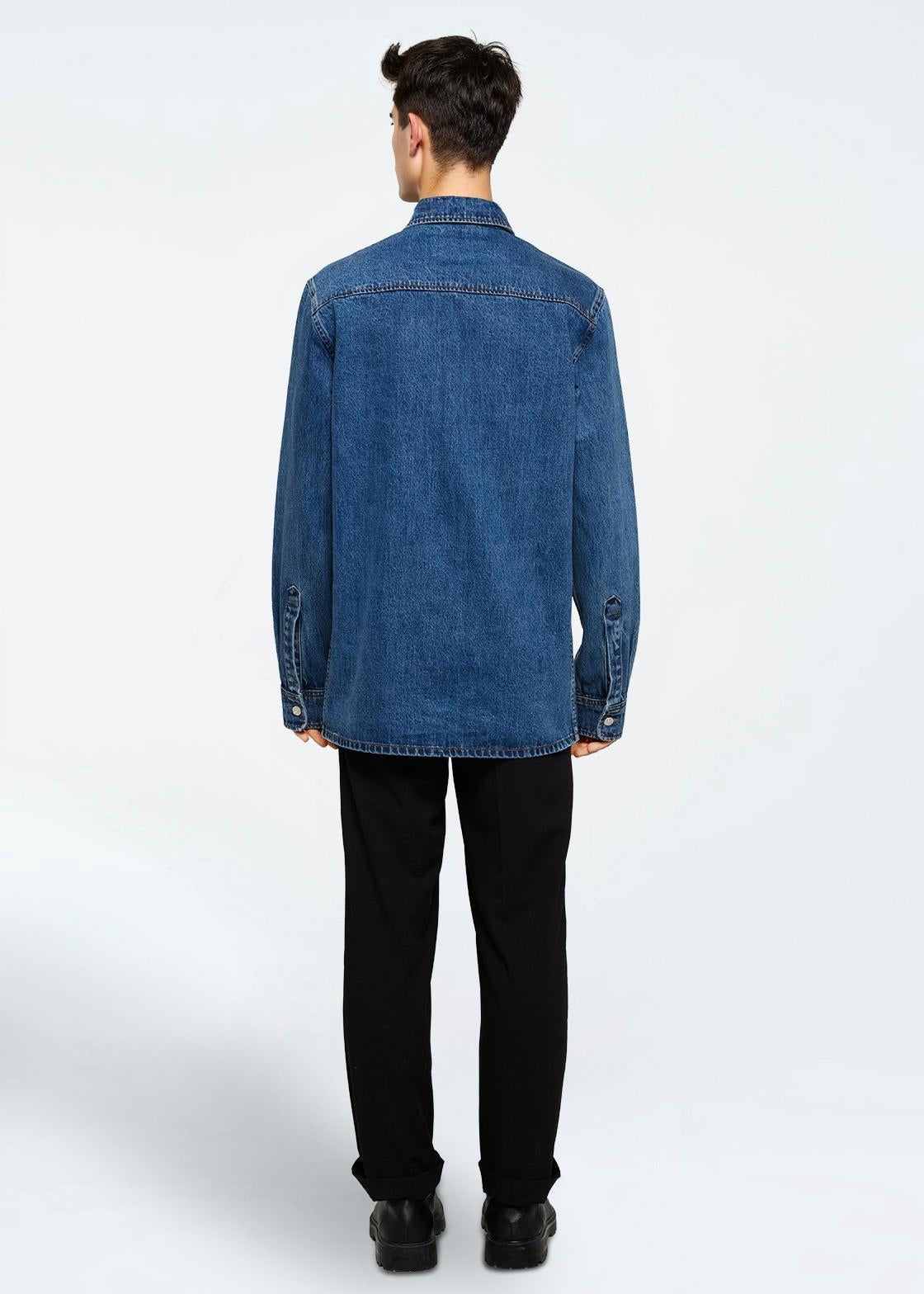 minimum male Dylan shirt 2461 Long Sleeved Shirt 1002 Medium Blue