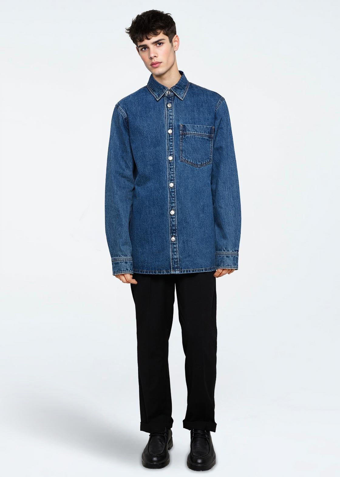 minimum male Dylan shirt 2461 Long Sleeved Shirt 1002 Medium Blue