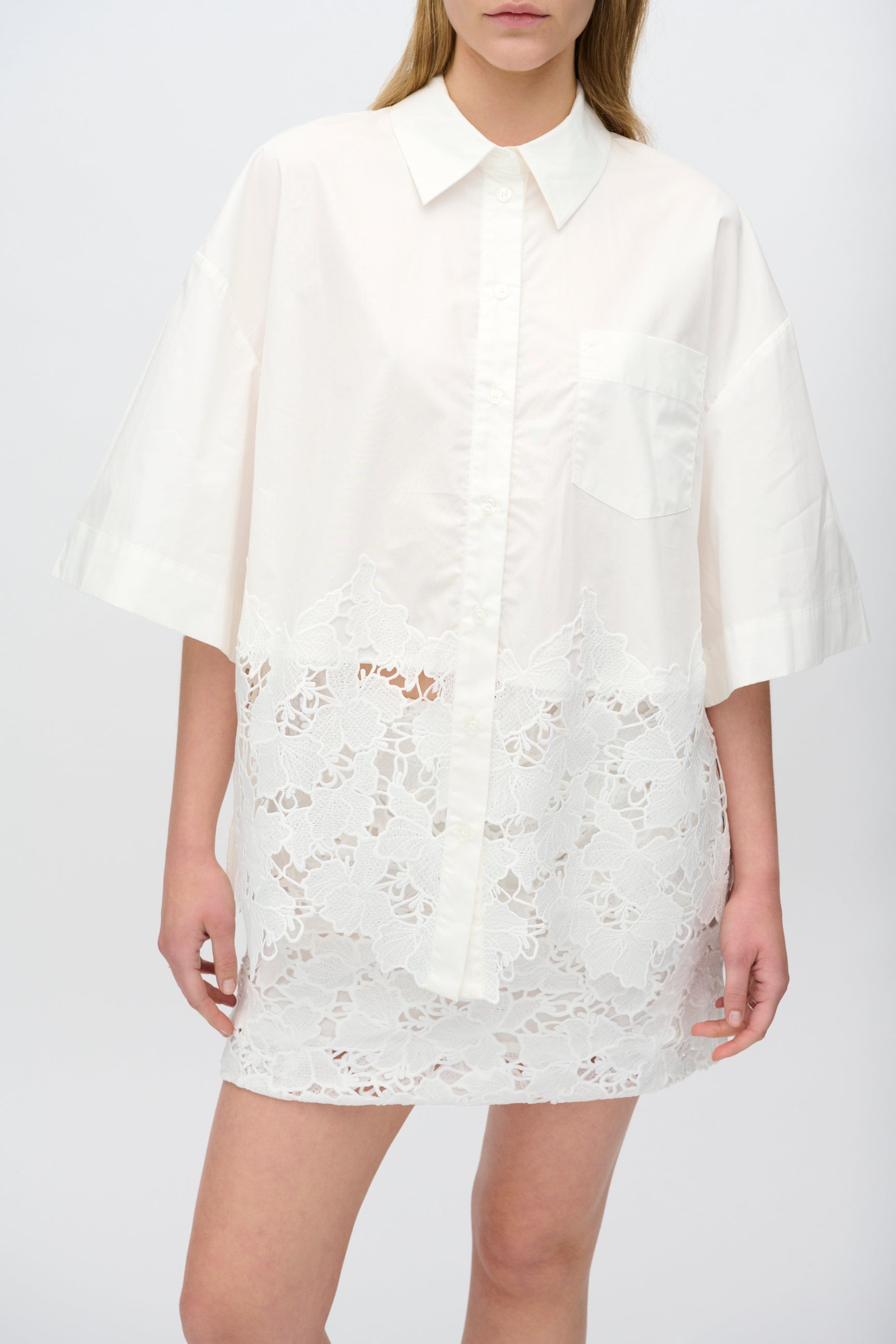 minimum female Ines short sleeved shirt with lace 4256 Short Sleeved T-shirt 0608 Coco Milk