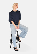 minimum female Janey short sleeved satin blouse 4165 Short Sleeved Blouse 3922 Sky Captain