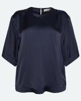 minimum female Janey short sleeved satin blouse 4165 Short Sleeved Blouse 3922 Sky Captain