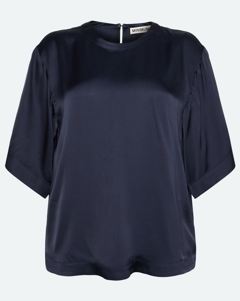 minimum female Janey short sleeved satin blouse 4165 Short Sleeved Blouse 3922 Sky Captain