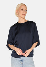minimum female Janey short sleeved satin blouse 4165 Short Sleeved Blouse 3922 Sky Captain