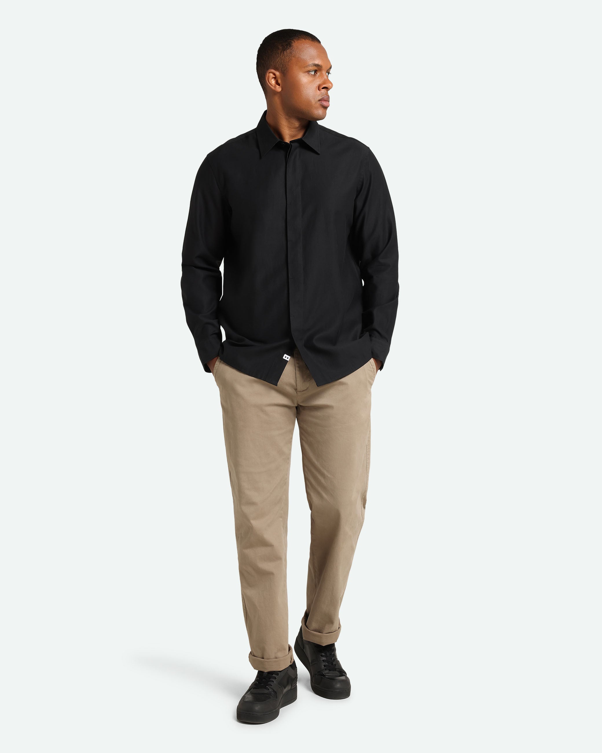 minimum male Kader relaxed long sleeved shirt 3961 Long Sleeved Shirt 999 Black