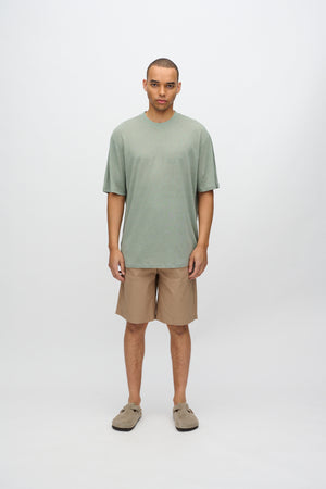 minimum male Lono relaxed t-shirt in linen and modal blend 4159 Long Sleeved T-shirt 5808 Iceberg Green