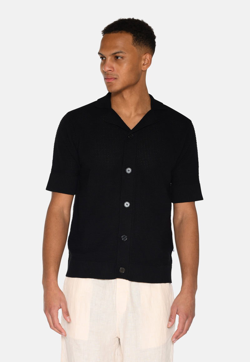 minimum male Mason crochet polo shirt 4177 Polo 999 Black