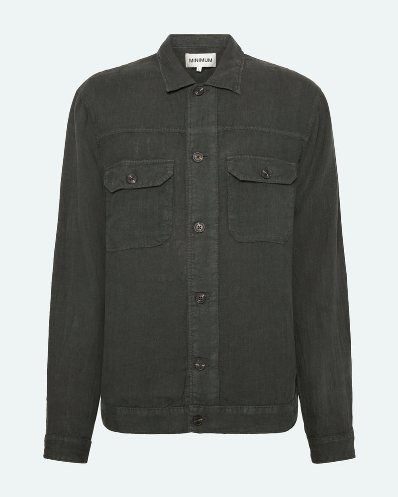 minimum male Micah linen overshirt 4115 Overshirt 0506 Black Ink