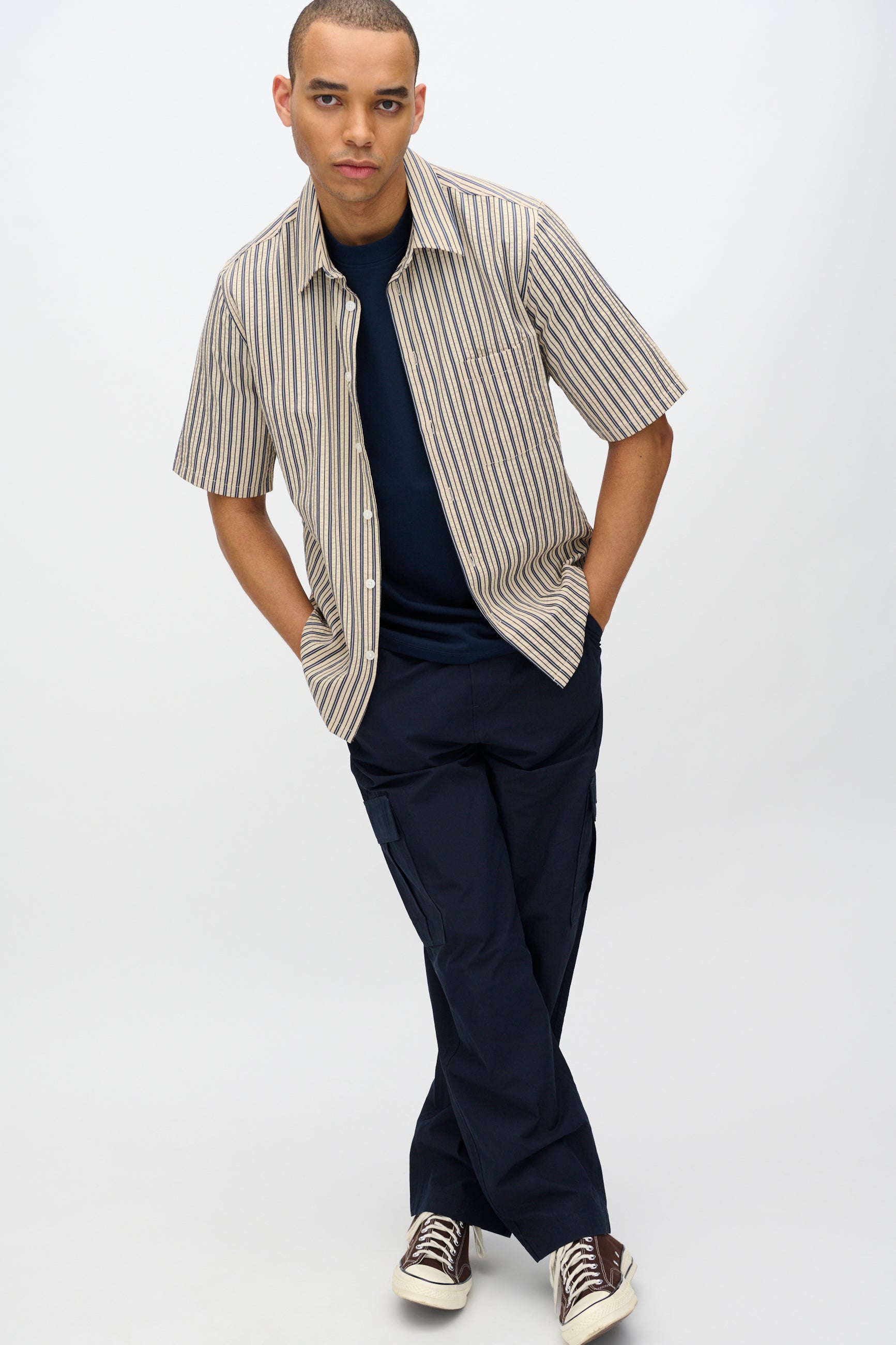 minimum male Nash short sleeved striped shirt 4242 Short Sleeved Shirt 0418 Hay
