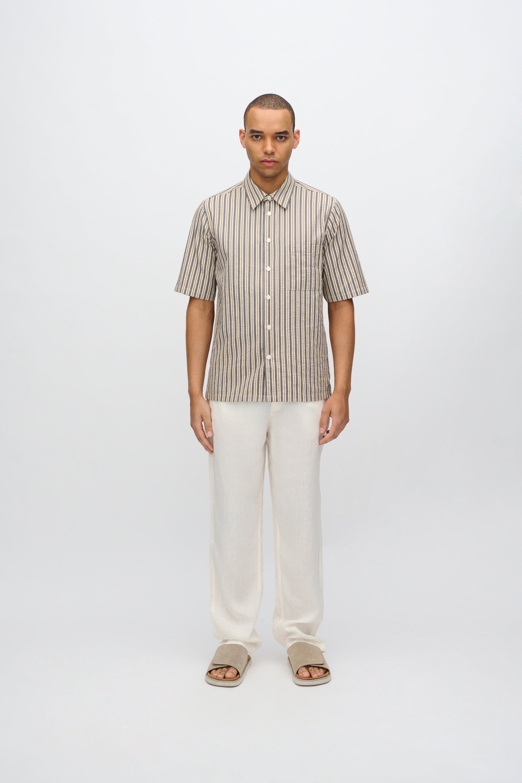 minimum male Nash short sleeved striped shirt 4242 Short Sleeved Shirt 0418 Hay
