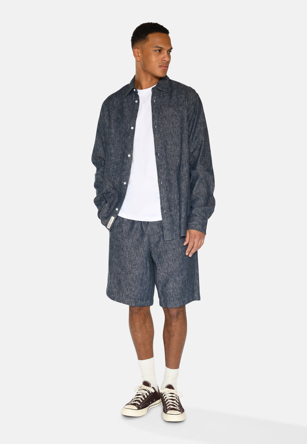 minimum male Raylan linen denim shorts 4128 Shorts 3922 Sky Captain